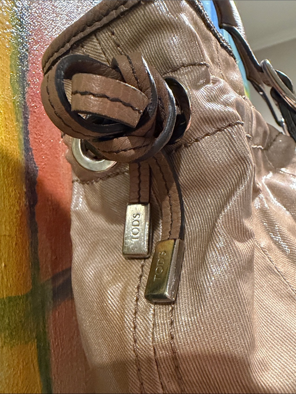 Tod’s coated canvas large shopper G-Bag in Champaign color - Picture 3 of 16